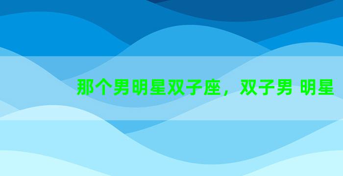 那个男明星双子座，双子男 明星
